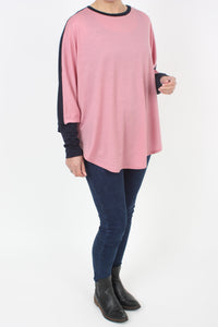 Poncho Merino Reversible - Navy and Pink with Navy Cuff - Pre Order 2 - 3 Weeks